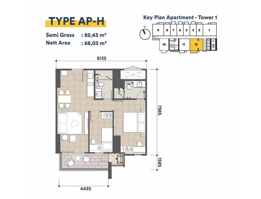 Apartemen 2BR AP-H 2