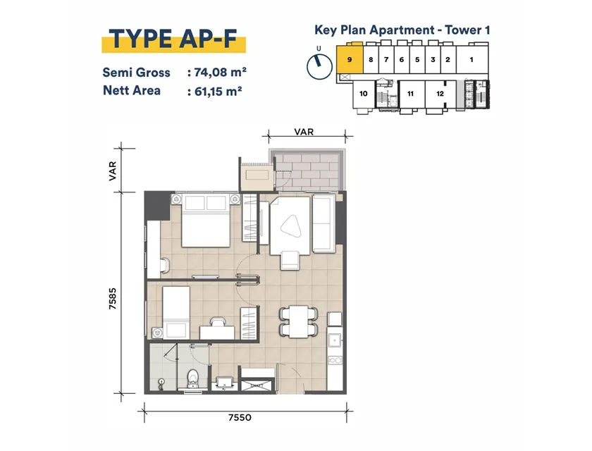 Apartemen 2BR AP-F 2
