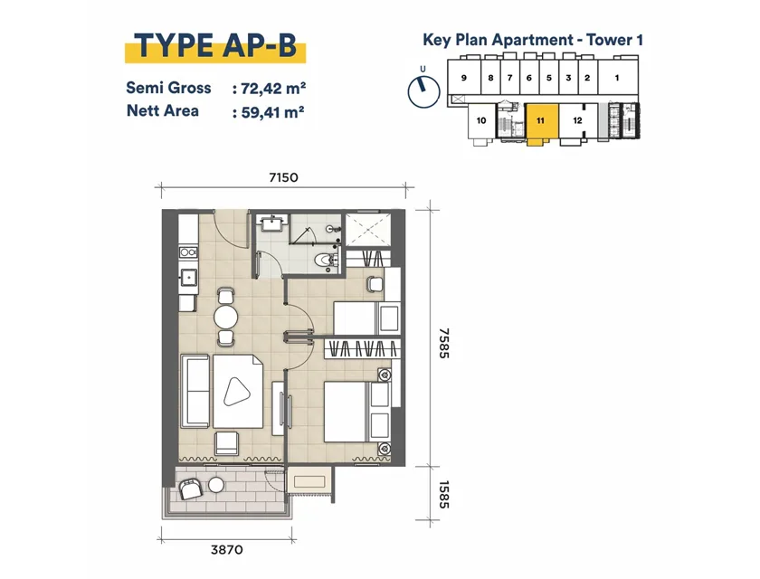 Apartemen 2BR AP-B 2
